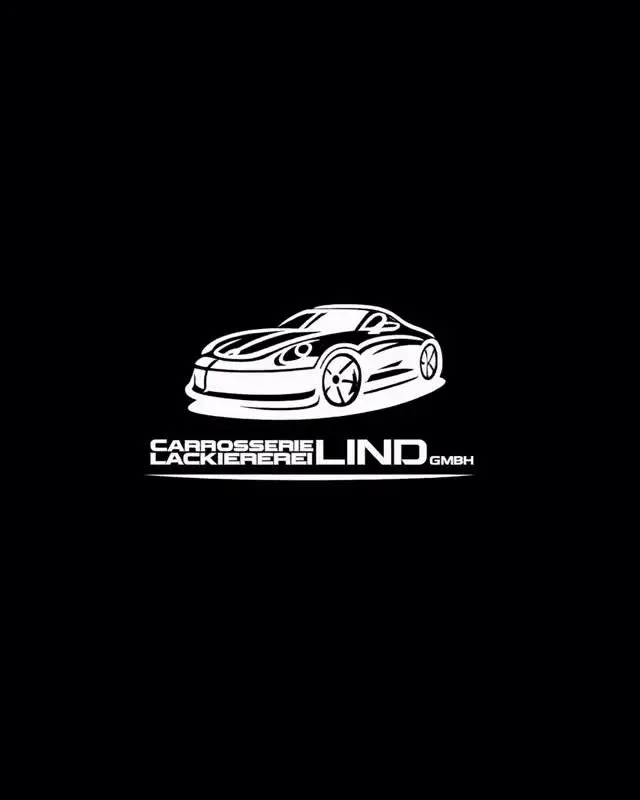 Titelbild eines Videos: weisses Logo der Carrosserie Lackiererei Lind auf schwarzem Grund