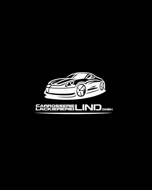 Titelbild eines Videos: weisses Logo der Carrosserie Lackiererei Lind auf schwarzem Grund